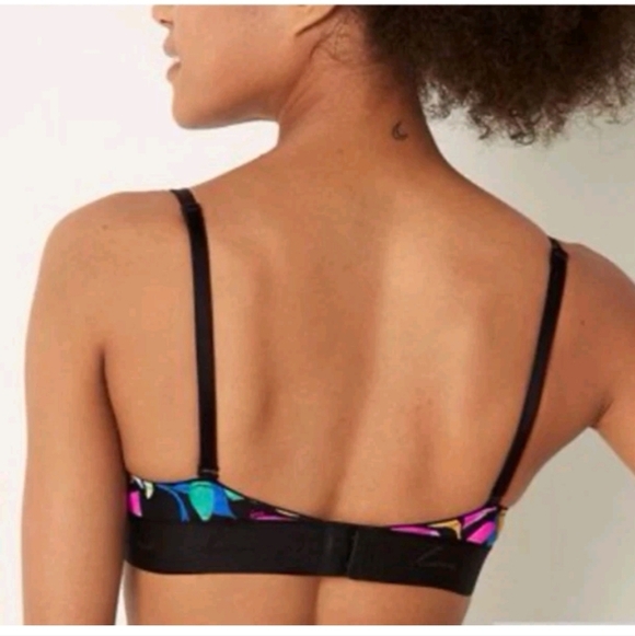 34C PINK VS Where Everywere Wireless Lightly Lined Bright Leaf Print Bra NWOT - Picture 2 of 7